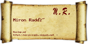 Miron Radó névjegykártya